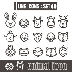 icons line face animal Modern design black vector on white backg