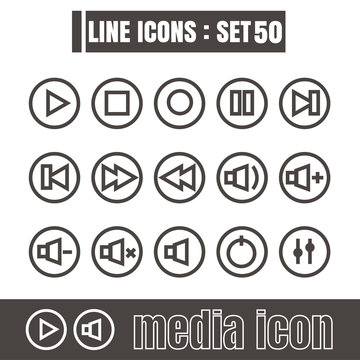 icons line Media Modern design black vector on white background