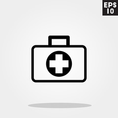 Obraz premium First aid kit icon in trendy flat style isolated on grey background. Id card symbol for your design, logo, UI. Vector illustration, EPS10.