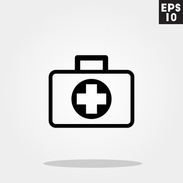 First aid kit icon in trendy flat style isolated on grey background. Id card symbol for your design, logo, UI. Vector illustration, EPS10.
