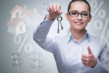 Businesswoman in real estate mortgage concept 