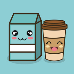 character emotion milk and cup plastic design vector illustration eps 10