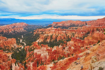 Red sandstone hoodoos in Bryce Canyon National Park in Utah, USA