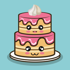big cake cartoon with cream pink graphic vector illustration eps 10