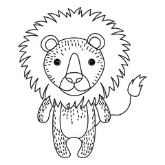 Lion icon. Animal cartoon and nature theme. Isolated and drawn design. Vector illustration