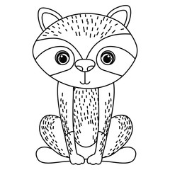 Raccoon icon. Animal cartoon and nature theme. Isolated and drawn design. Vector illustration