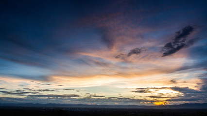 colorful dramatic sky with cloud at sunset