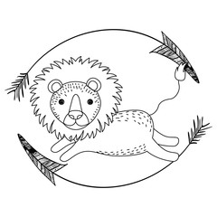 Lion icon. Animal cartoon and nature theme. Isolated and drawn design. Vector illustration