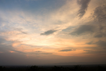 colorful dramatic sky with cloud at sunset