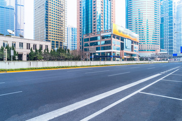 Fototapeta na wymiar clean asphalt road in shanghai city,china.