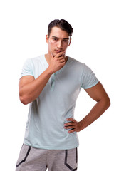 Young handsome man isolated on the white background