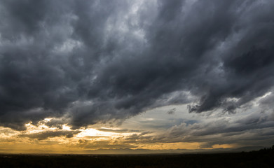 colorful dramatic sky with cloud at sunset