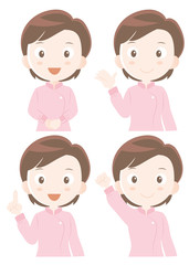 介護士 女性 表情ポーズセットC