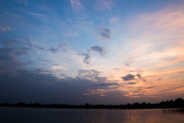 colorful dramatic sky with cloud at sunset