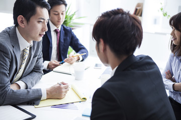 Businessman have a meeting in a bright office