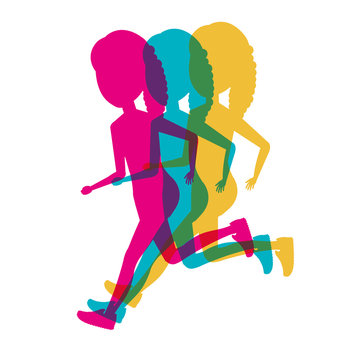 silhouette colored girl running icon vector illustration eps 10
