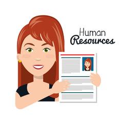 character woman with curriculum human resources vector illustration