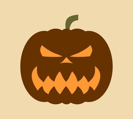 Doodle pumpkin silhouette for Halloween. Vector illustration