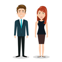 Fototapeta premium cartoon man and woman standing, human resources graphic vector illustration