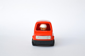 a red blocks car toy, transport, isolate background
