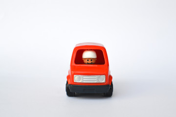 a red blocks car toy, transport , isolated background