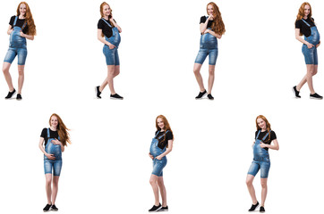 Fototapeta premium Pregnant woman in composite image isolated on white