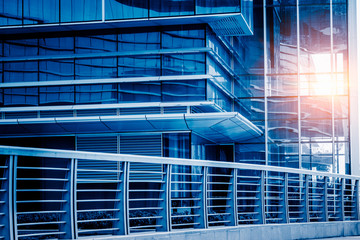 facade of modern skyscraper,blue toned,china.