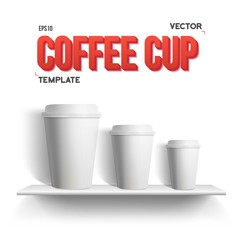 Realistic Vector Coffee Cup Takeout Template Set Isolated on Whi