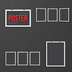 Vector Poster Mockup Set. Realistic EPS10 Vector Paper Poster Se