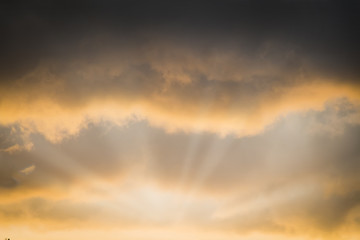 Fototapeta na wymiar Thick clouds at sunset