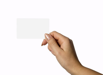 Blank Card In Woman Hand