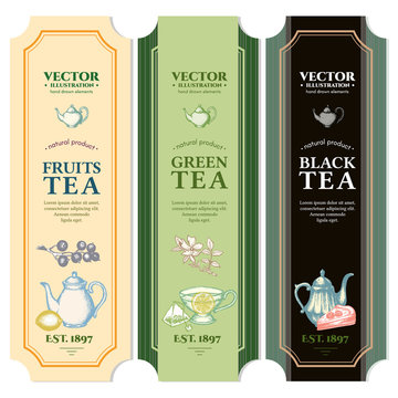 Black tea fruit tea green tea labels