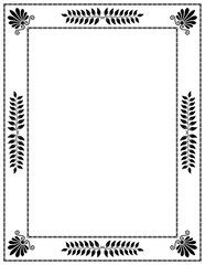 Cadre déco laurier, palmettes. Noir fond blanc