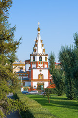 View of the Cathedral of the Epiphany, the city of Irkutsk, Russia. 