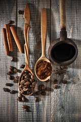 Coffee beans and pot