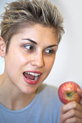 woman and apple