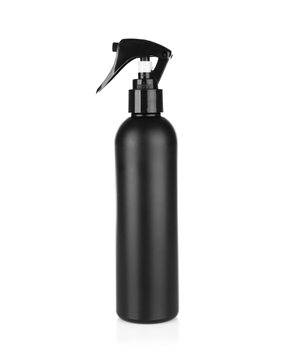 Black cosmetic bottle isolated on white