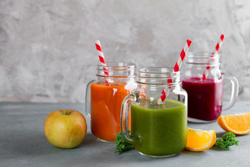 Fresh juice in the jar for detox or healthy lifestyle