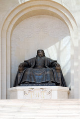 statue of Genghis Khan in  Ulaanbaatar, the capital of Mongolia