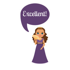 Cute cartoon princess with speech bubble Excellent for game design. Vector illustration