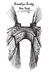 Brooklyn Bridge sketch on a white BG