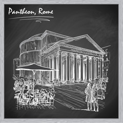 Pantheon sketch on a blackboard BG