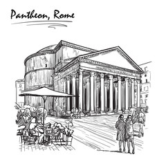 Pantheon sketch on a white BG