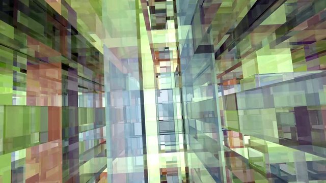 Animated abstract colored geometric screen saver, 3d rendering