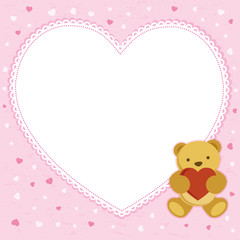 Card with the teddy bear for baby shower. Vector illustration.
