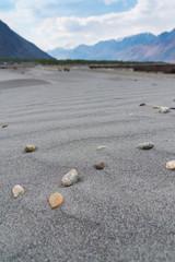 Dunes and little rocks in Nubra Valley, Leh, Ladakh, Jammu and Kashmir, Indian, Himalayas