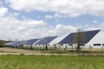 Detail of the Solar Power Station on the summer Meadow 