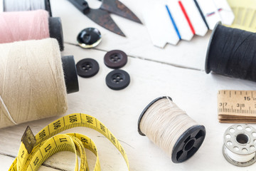 Sewing tools on the table