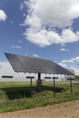 Detail of the Solar Power Station on the summer Meadow 
