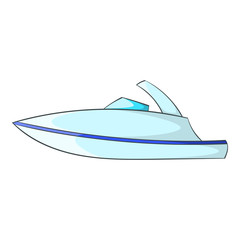Little powerboat icon in cartoon style isolated on white background. Maritime transport symbol vector illustration